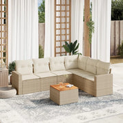 Set Divani da Giardino 7 pz con Cuscini Beige in Polyrattan 3224140