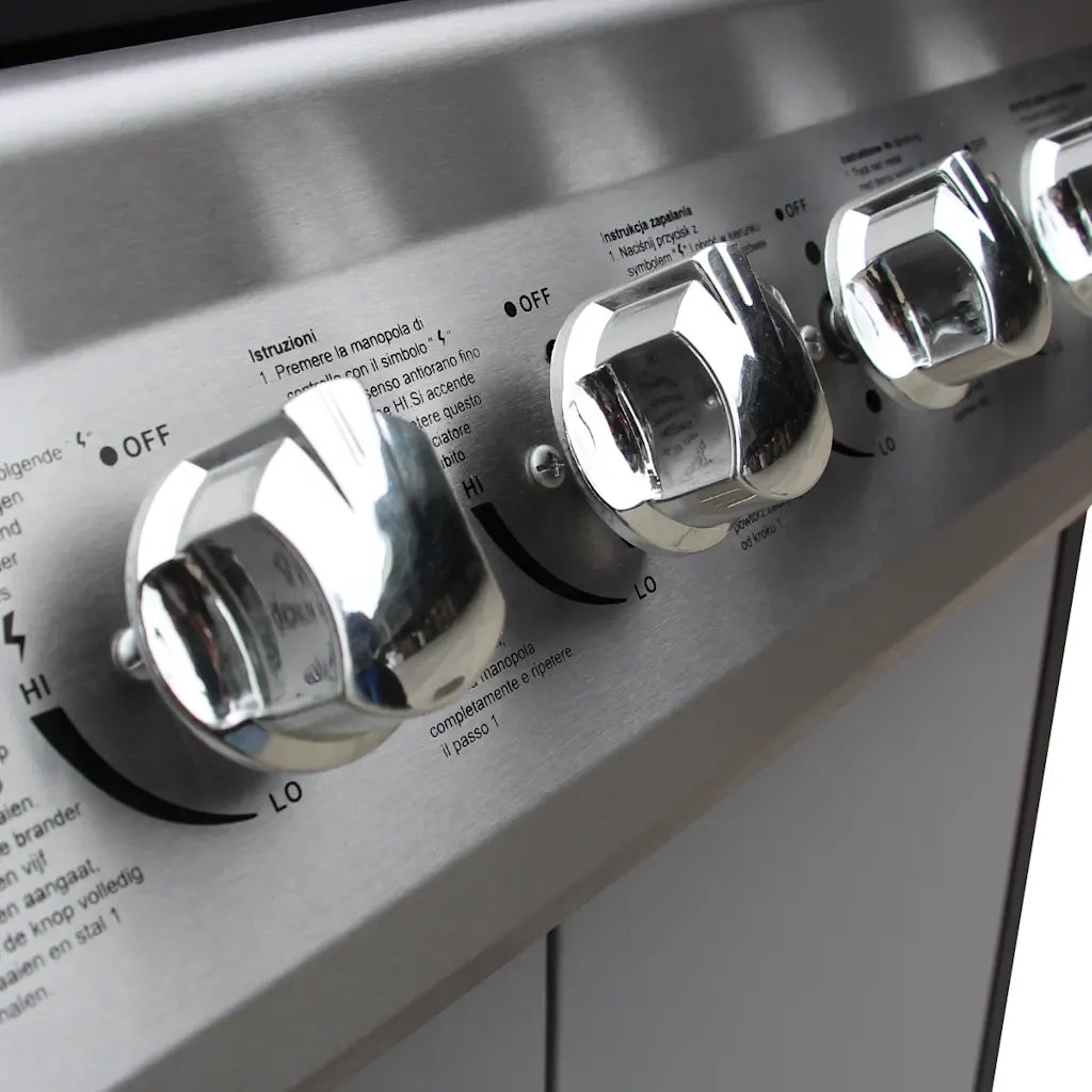 Barbecue e Griglia a Gas 6+1 Fornelli Nero e Argento  cod mxl 17370