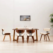 Sedie da Pranzo 6 pz Crema in Legno Piegato e Similpelle cod mxl 18770