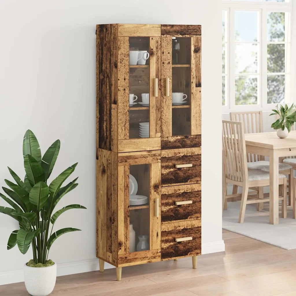 Credenza | Madia | Buffet da pranzo | Armadio da pranzo Legno vecchio 69,5 x 34 x 180 cm Legno multistrato