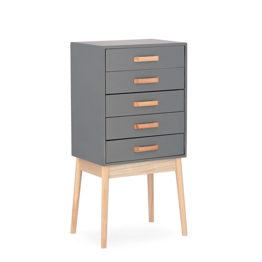 Cassettiera 5 Cassetti Legno Grigio Moderna da Interno - EXCEPTIONAL