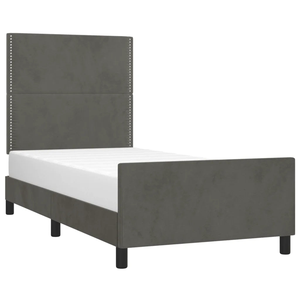 Giroletto con Testiera Grigio Scuro 90x190 cm in Velluto cod mxl 52690