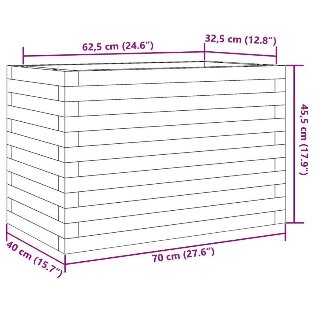 Fioriera rialzata per piante fiori patio giardino 70 x 40 x 45,5 cm legno di pino impregnato marrone 02_0037777