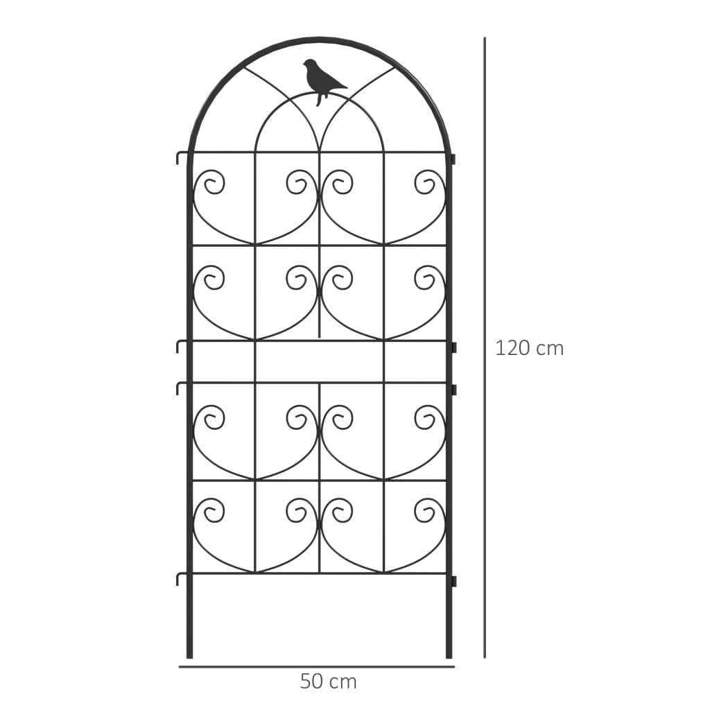 SPALLIERA Set da 2 pezzi 50x120 cm Metallo Nero per piante rampicanti