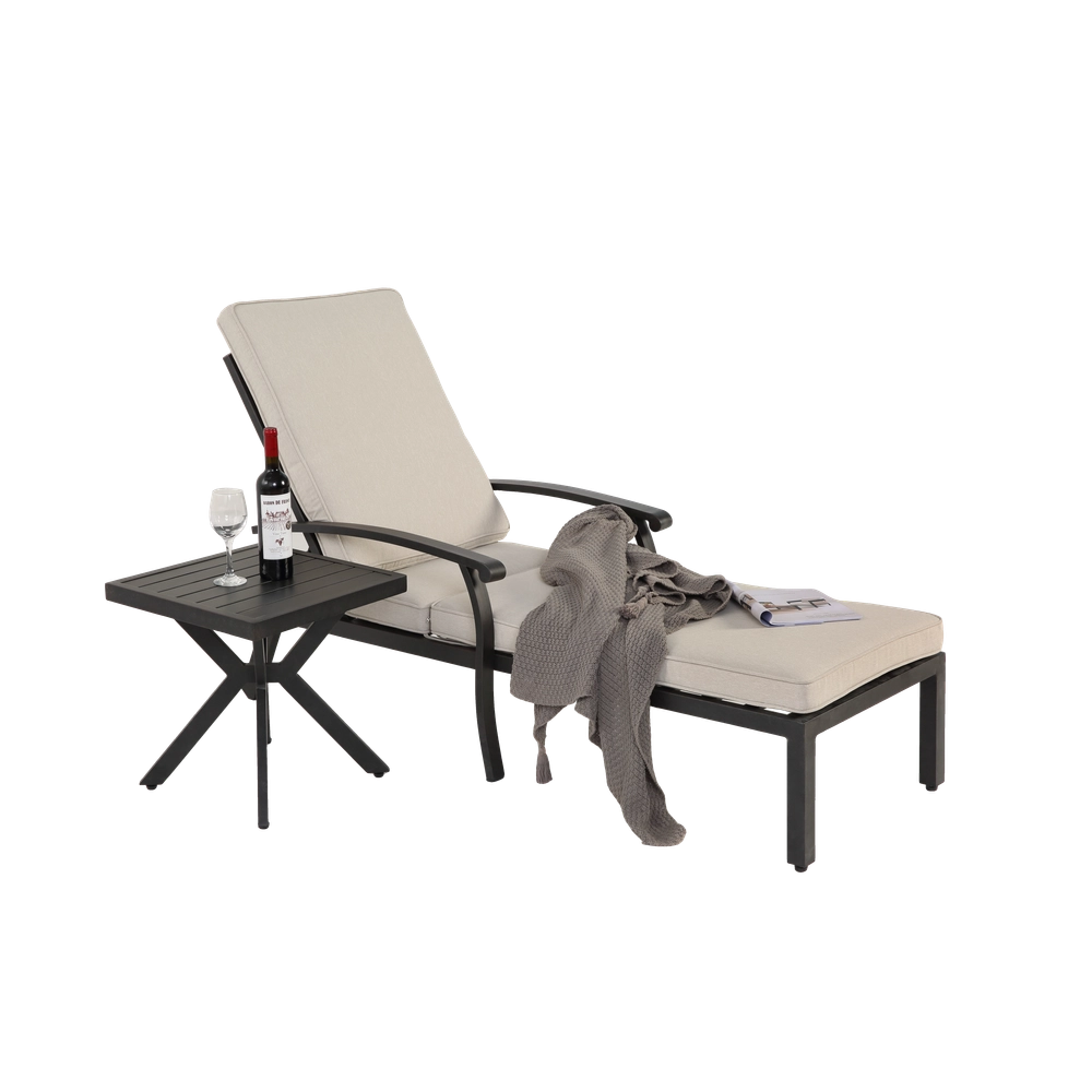 Chaise longue de jardin inclinable - Xylo - Aluminium antirouille coussin beige imperm??able