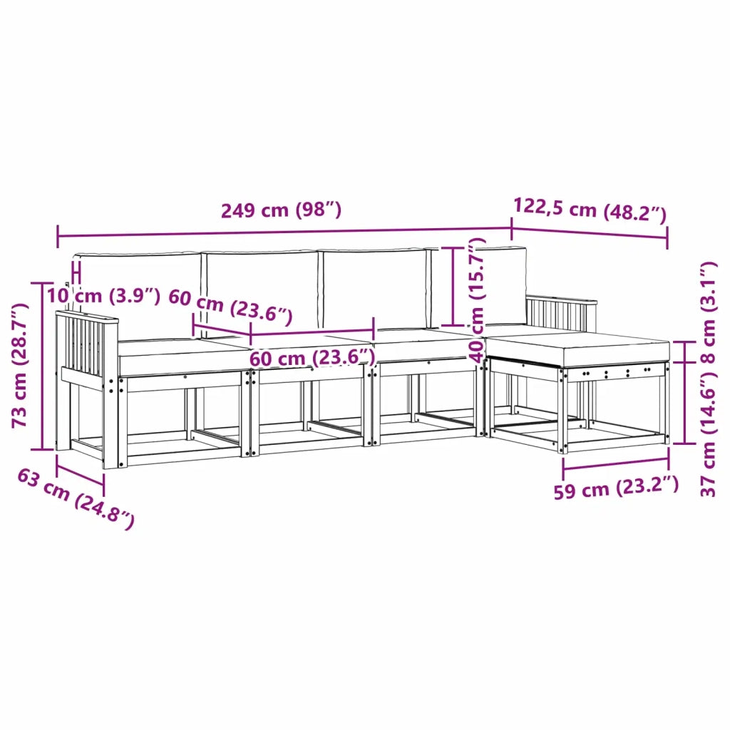 Set di divani da esterno 5 pz Bianco e Antracite 3387486