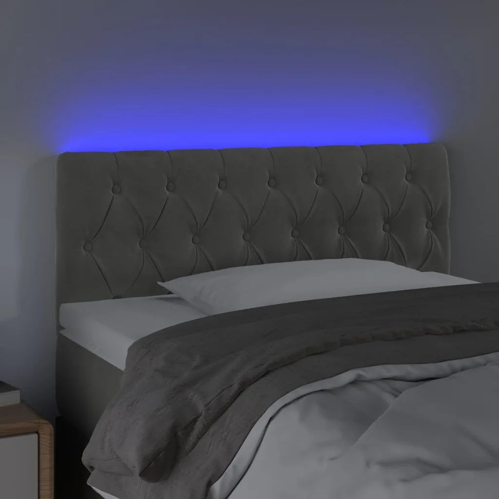 Testiera a LED-Testata con LED Grigio Chiaro 100x7x78/88 cm in Velluto