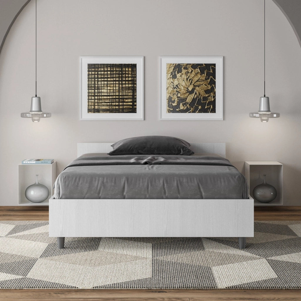Letto 1 Piazza e Mezzo 120x200 cm Senza Rete Nuamo Bianco Frassino