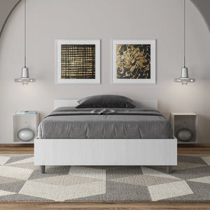 Letto 1 Piazza e Mezzo 120x200 cm Senza Rete Nuamo Bianco Frassino