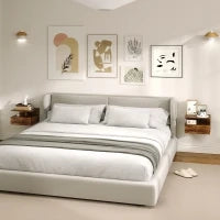 Set da 2 Comodini Sospesi per Camera da Letto con Cassetto e Mensola in Legno 35x32x22.5cm, Marrone