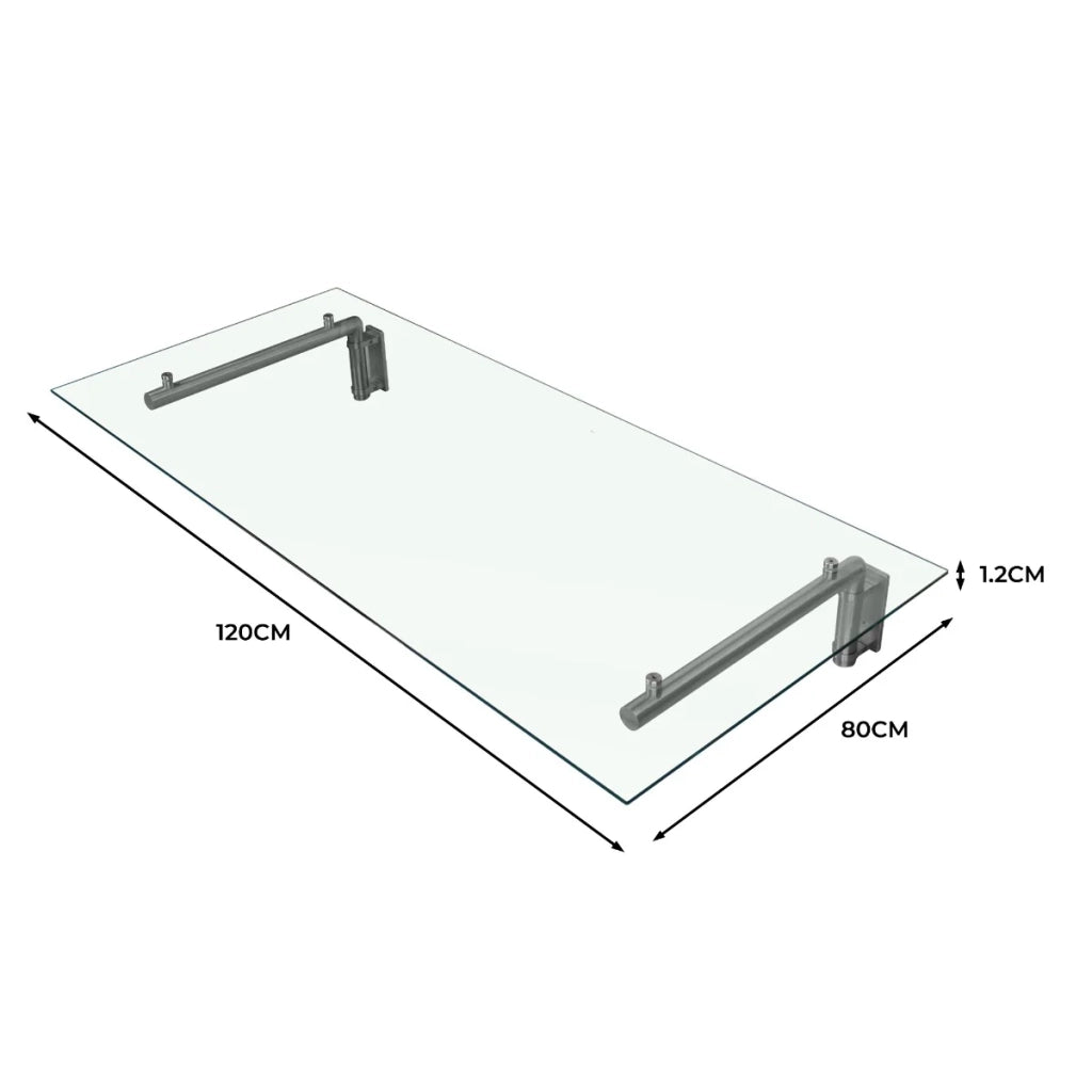 Pensilina in Vetro 120x80 cm con Staffe Acciaio Inox per Porta Ingresso