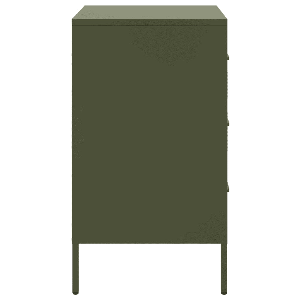 Comodini 2 pz-Set di 2 Tavolino da notte Verde Oliva 36x39x68 cm in Acciaio 773758