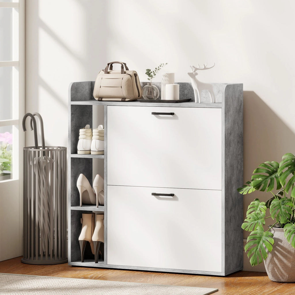 Scarpiera con Cassetti ¨C Zephmum ¨C Grigio 83x24x90.5 cm