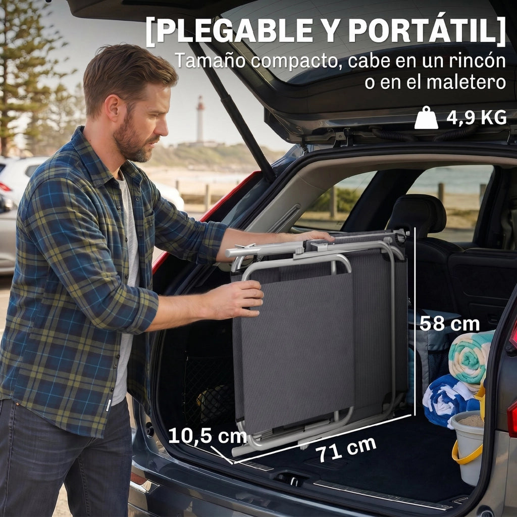 Tumbona Pieghevole ¨C zephmum ¨C Grigio 187x58x36cm