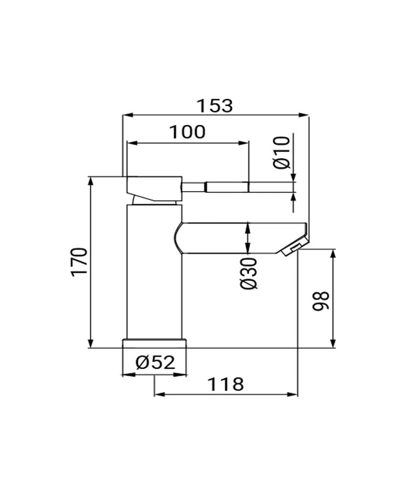 Miscelatore lavabo in acciaio inox satinato tondo