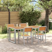 Set da Pranzo da Giardino 5 Pezzi in Legno Massello di Acacia e Metallo