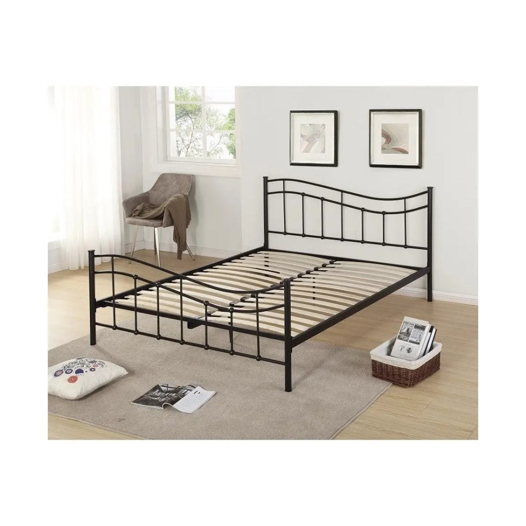 Letto ODETTE 160x200 cm – Metallo nero – Rete inclusa – Eleganza e robustezza