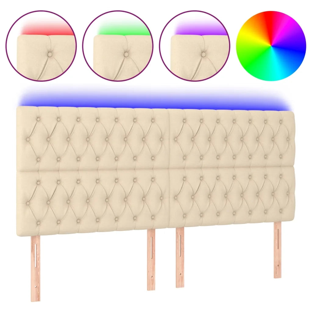 Testiera a LED Crema 180x7x118/128 cm in Tessuto 3122779