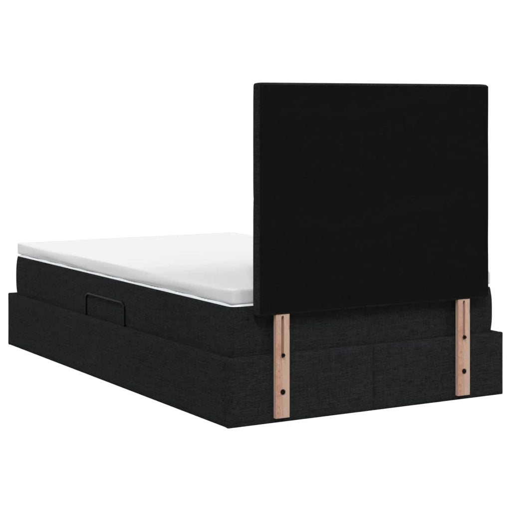Letto con contenitore e materasso Nero 120 x 200 cm Tessuto 3459497