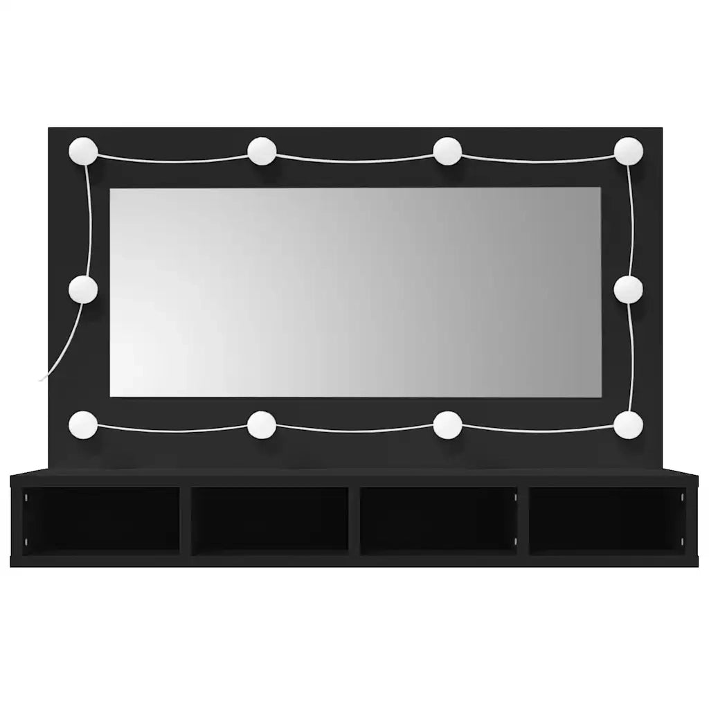 Mobile a Specchio | Armadio da bagno con LED Nero 90x31,5x62 cm