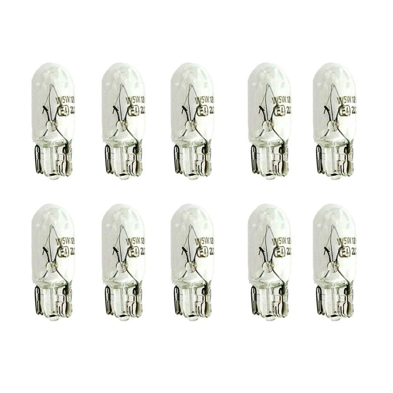 10 Lampade Alogene T10 W3W 12V 3W Tutto Vetro W2,1x9,5d per Interni Auto