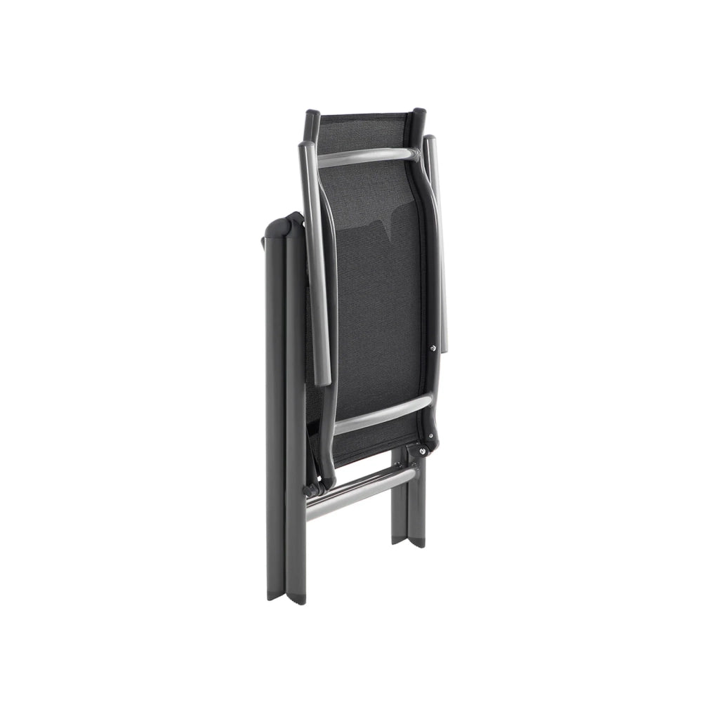 Set di 4 sedie da giardino pieghevoli sedute da esterno robusto telaio in alluminio schienale regolabile in 8 posizioni capacità di carico 150 kg nero 12_0001667