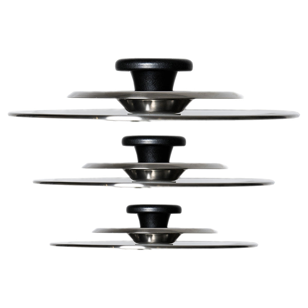 3 Coperchi Magici Antiodore  Ventur Magic In Acciaio Inox 26, 30, 34 Cm