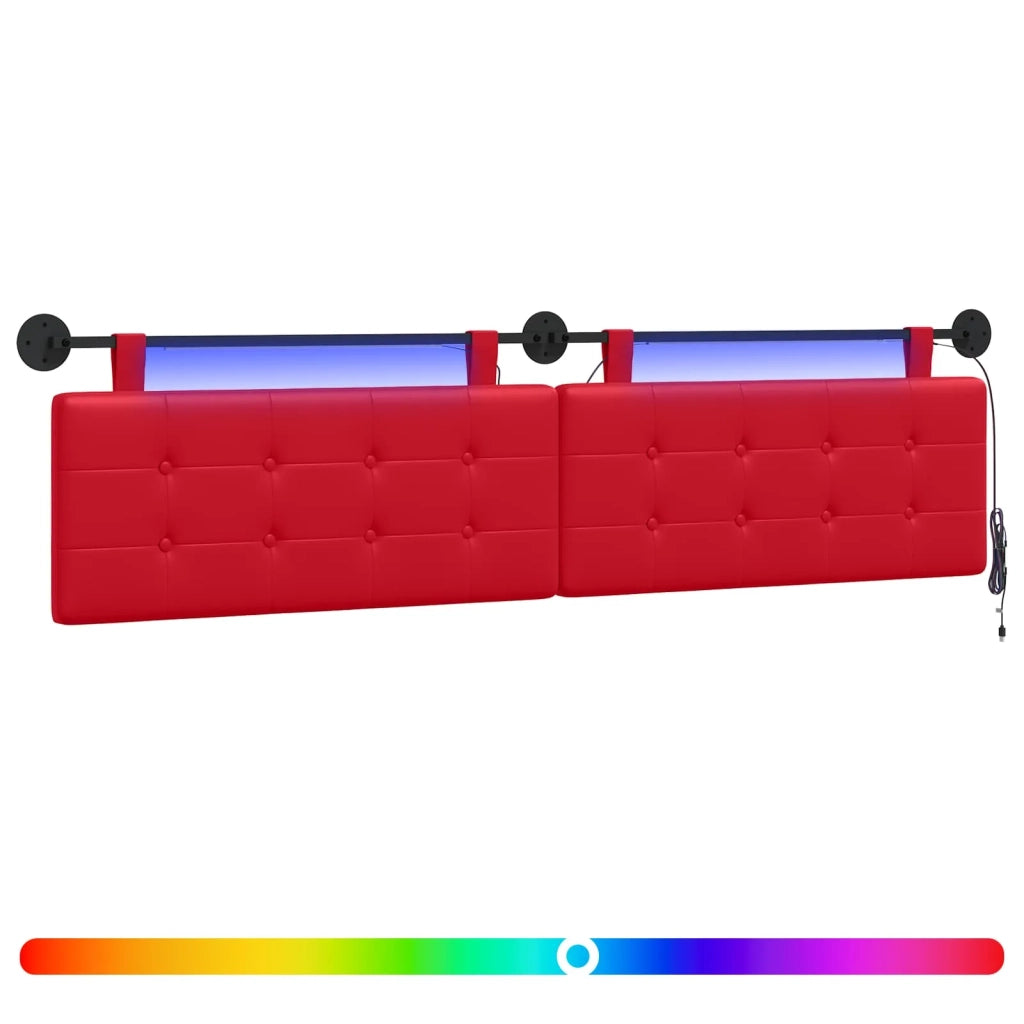 Testiera sospesa Con luce LED Rosso Similpelle 3424508