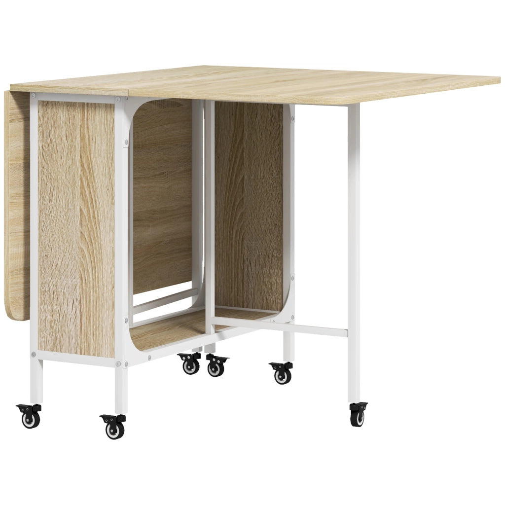 Tavolo da Pranzo Pieghevole per 6 Persone ¨C Zephmum ¨C Legno e Metallo, Bianco, 130x80x74 cm