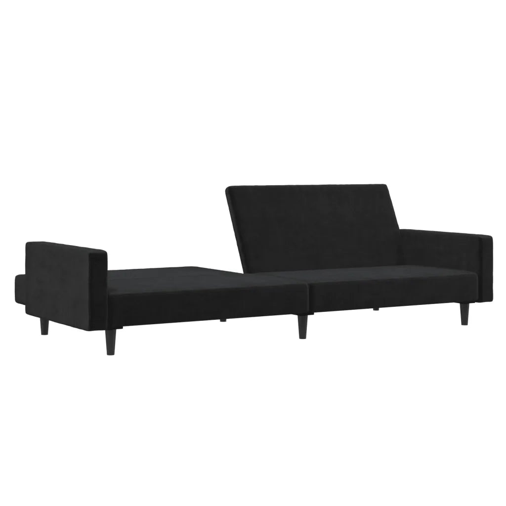 Divano Letto a 2 Posti Nero in Velluto 375740