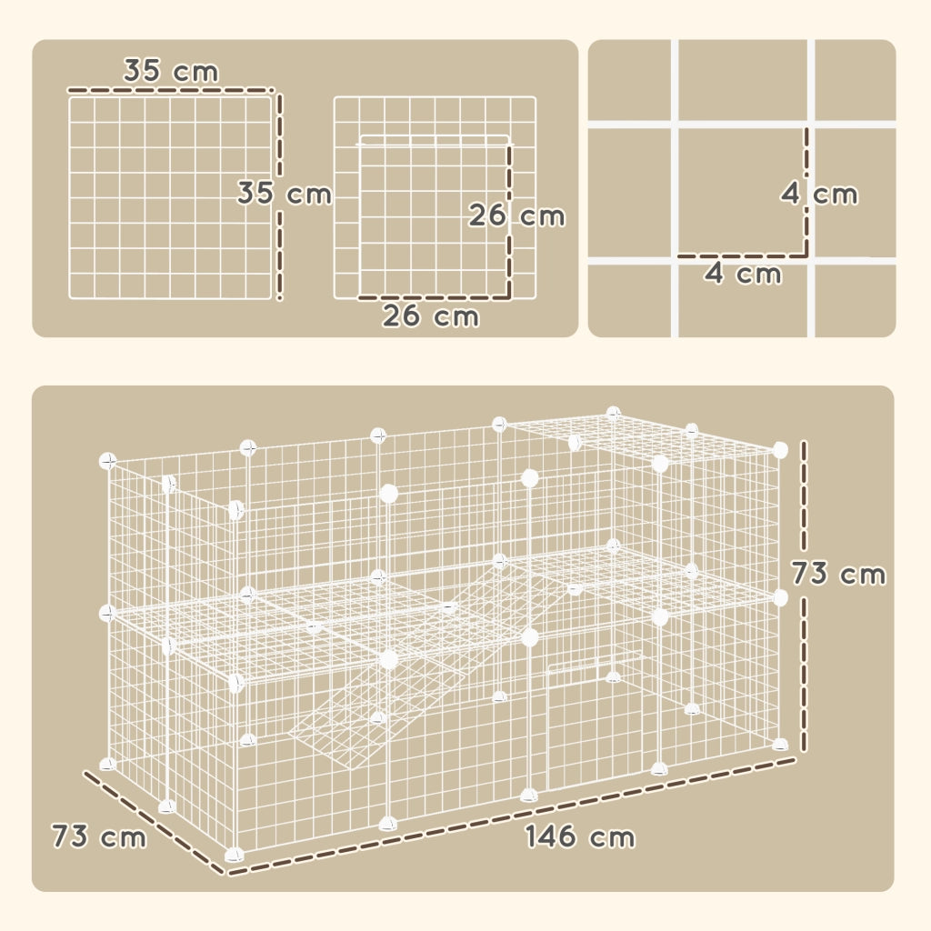 Recinto modulabile per animali domestici ¨C zephmum ¨C bianco 146x73x73cm