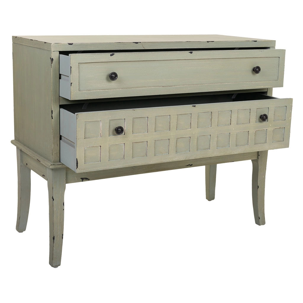 Cassettiera Mobile da ingresso in legno verde 88x38x72h