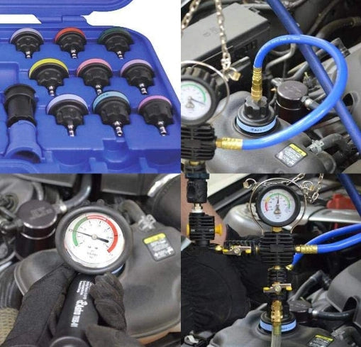 Kit per Il Test del Sistema di Raffreddamento del radiatore Pressione kit pressione radiatore con Tester per rilevatore di perdite 28 pezzi