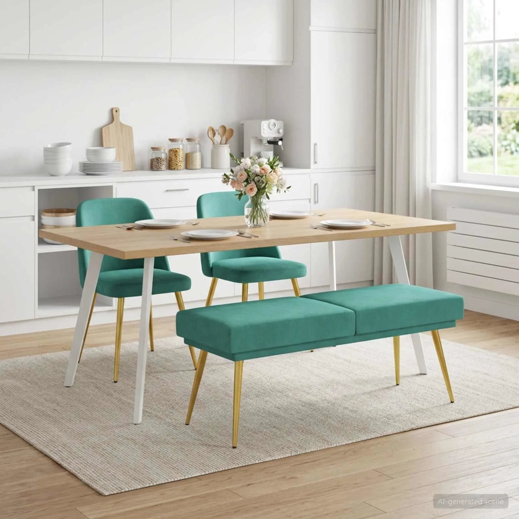 Panchina a doppio strato Turchese 120 x 45 x 46 cm Velluto 42038595