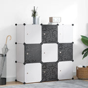 Armadio Salvaspazio a Cubo con 9 Scomparti Bianco e Nero 244924