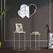 Chamba, Tavolino da Salotto set da 2, 43x43x60h cm Bianco