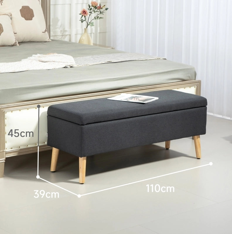 Panca imbottita contenitore 110 cm grigio scuro