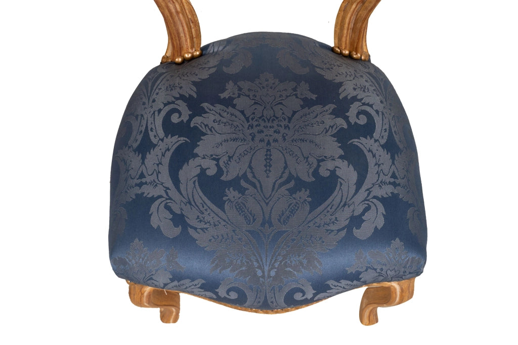 Biscottini Sedia poltroncina stile francese Luigi XVI in legno massello di faggio finitura oro antico e blu