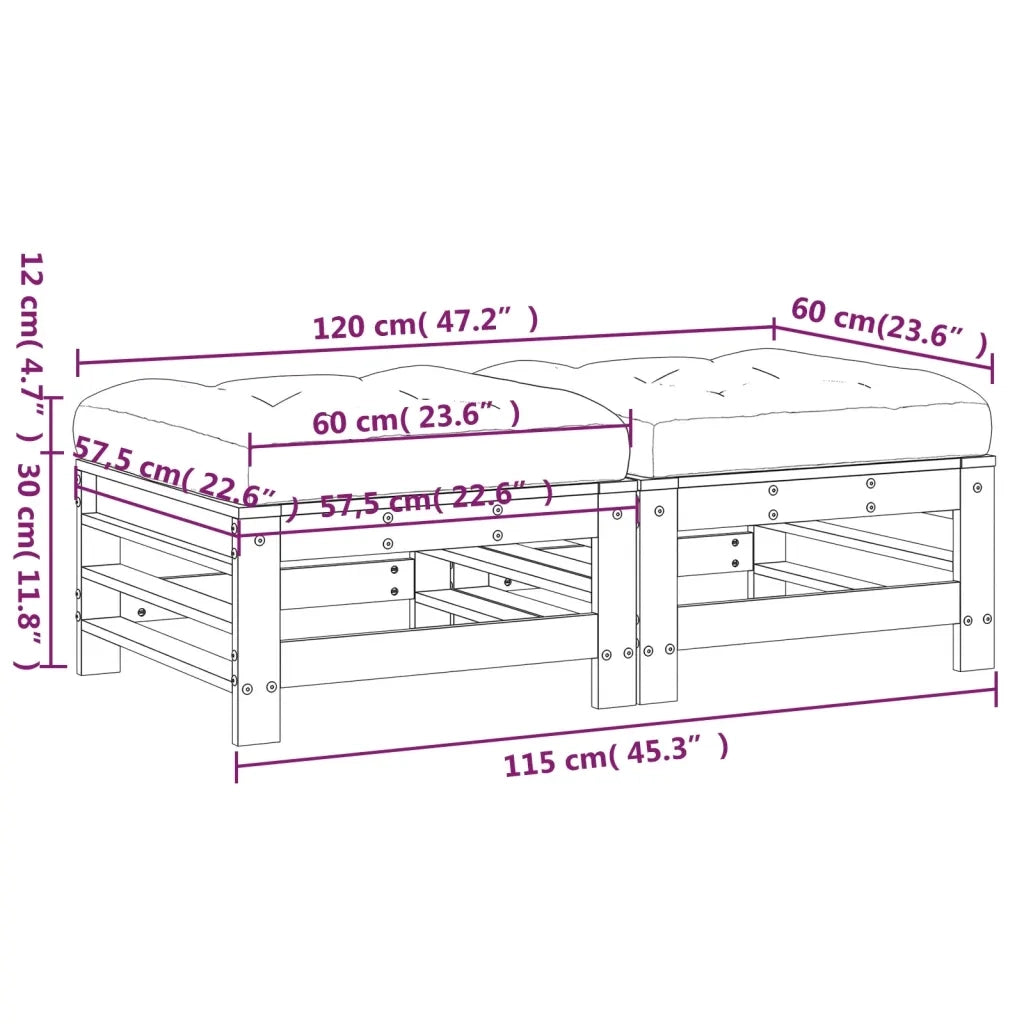 Sedia da giardino-Poggiapiedi Giardino con Cuscini 2pz Legno Impregnato di Pino 545346