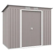 Capanno Attrezzi con Tetto Inclinato, 2 Ingressi e Prese d'Aria, in Acciaio Zincato, 213x130x172 cm, Grigio