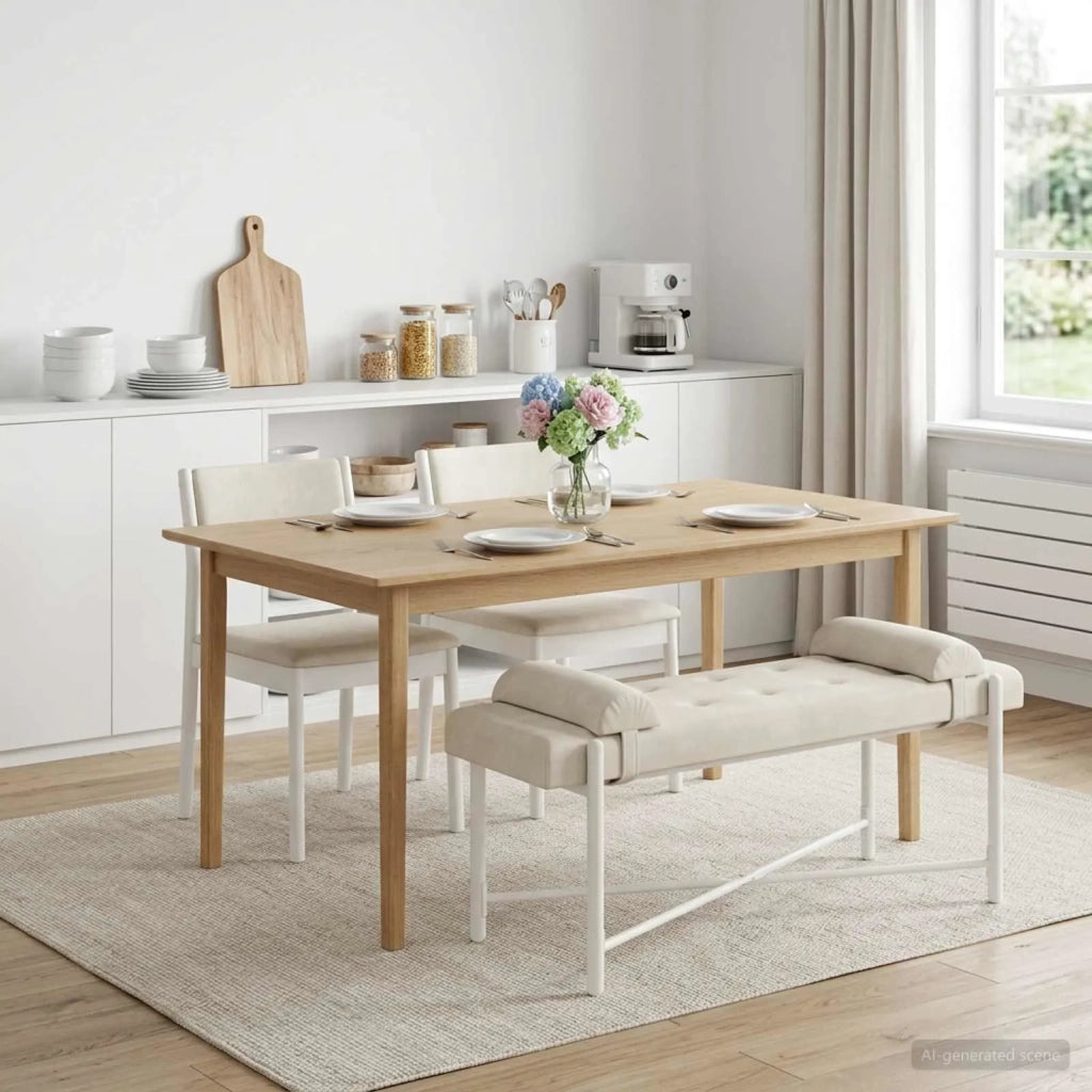 Panchina con bottoni e cuscini Crema 110 x 40 x 46 cm Velluto 42038393