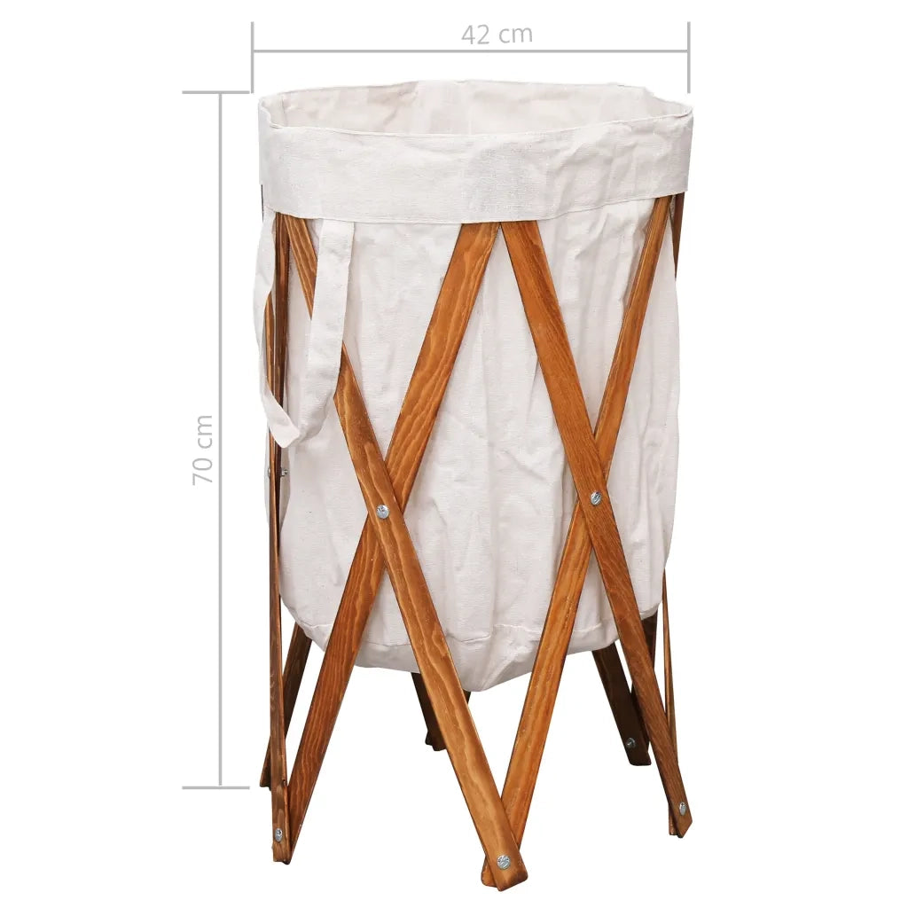 Cesto della Biancheria Pieghevole Crema Legno e Tessuto CFW5291353