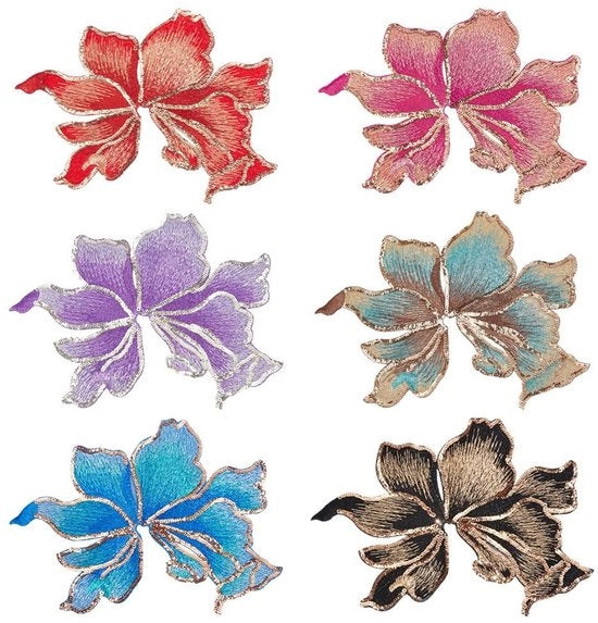Pioen in rilievo 6 pezzi - fiori di pesco ricamati - applicazione a maglia retro - per abbigliamento/jeans/giacche - attività fai da te - alta qualità - applicapatch