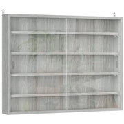 VETRINA PER COLLEZIONISMO A 4 RIPIANI REGOLABILI IN LEGNO CON ANTE IN VETRO, 80X9.5X60 CM, GRIGIO