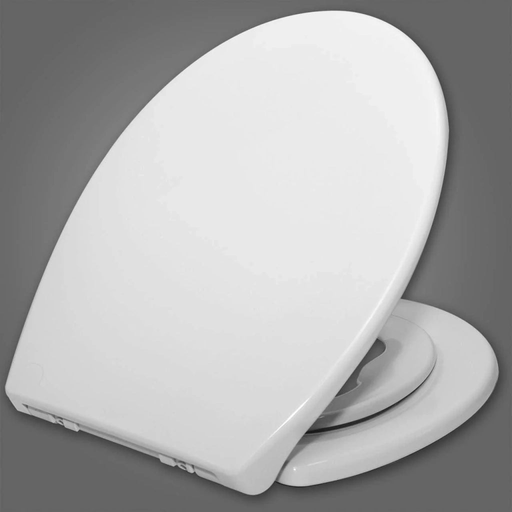 Sedile WC per famiglie con seggiolino per bambini sedile WC in plastica con chiusura automatica bianco 19_0000682
