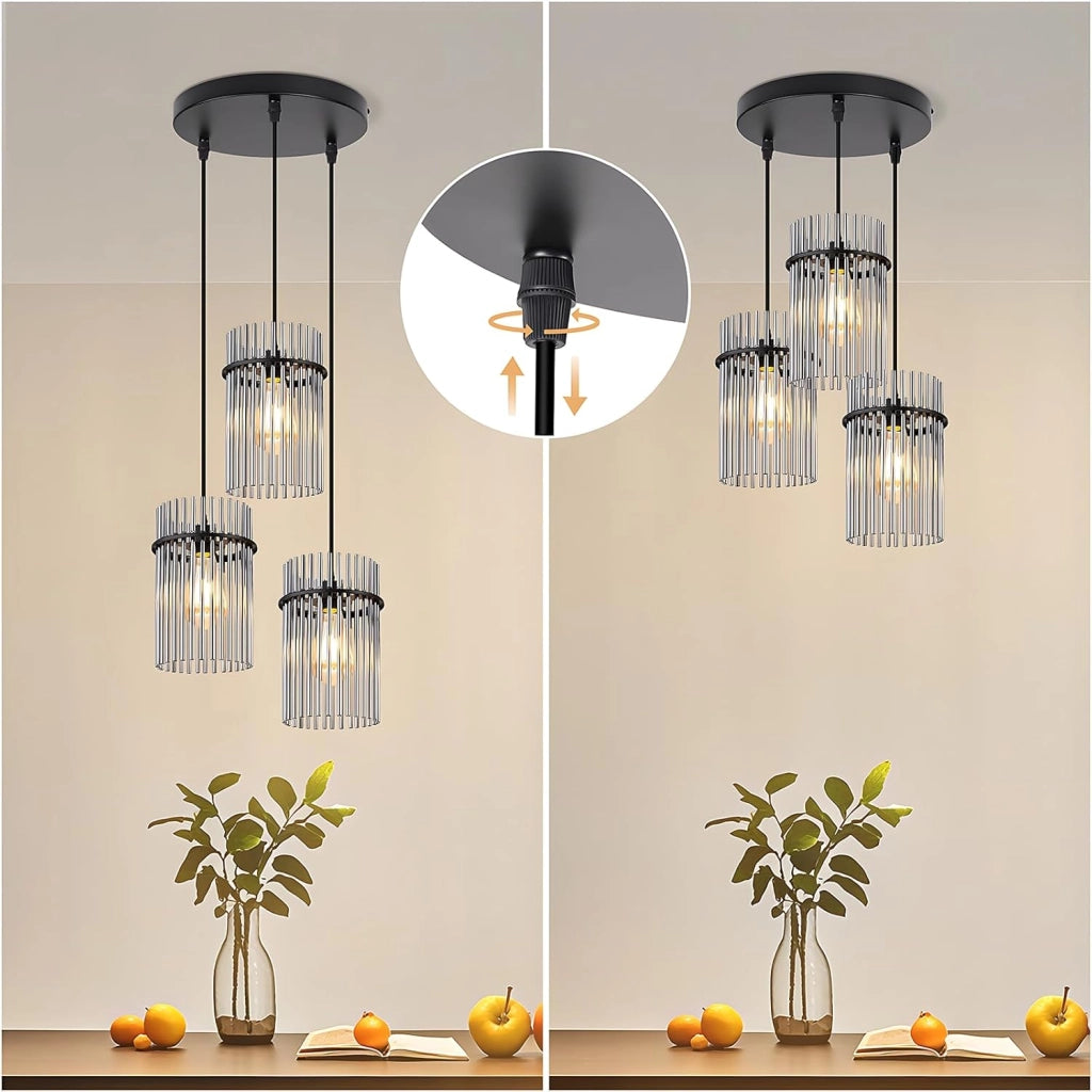 Lampada a sospensione ZMH 3 fiamme E27 in vetro nero ? 16 cm per caff¨¨ bar (senza lampadina)