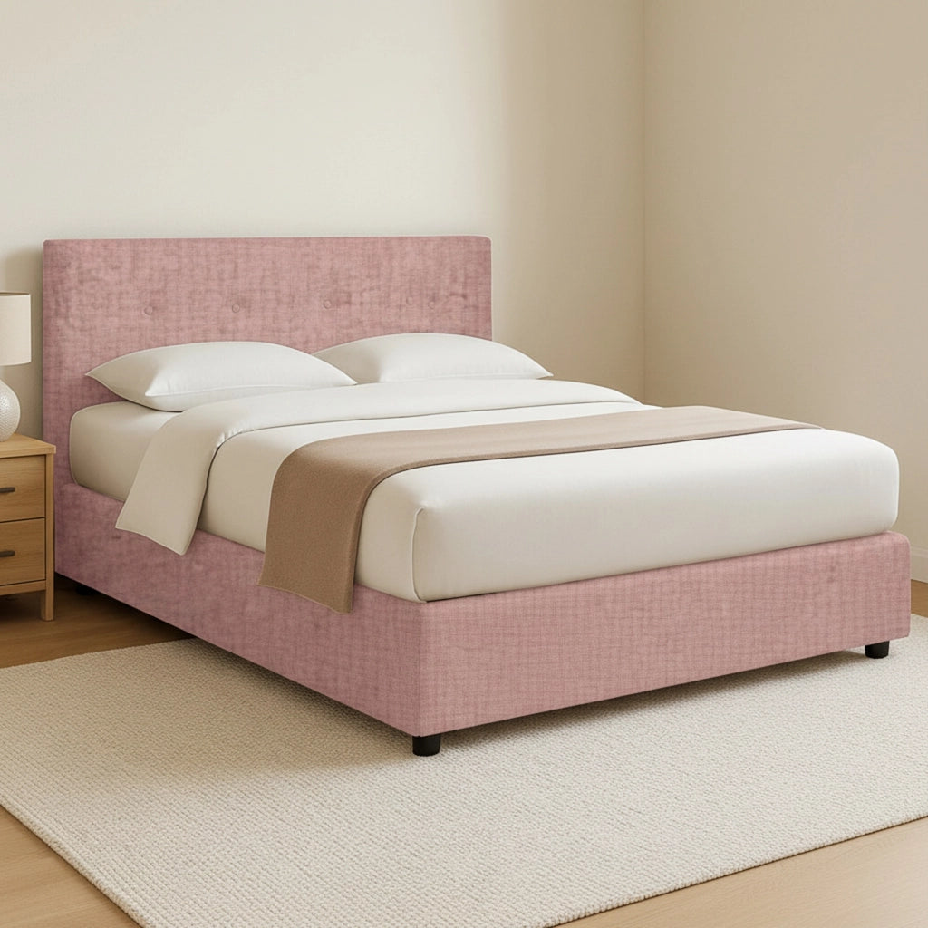 Bolton, Letto Piazza e Mezza Sfoderabile Made in Italy, Rosa