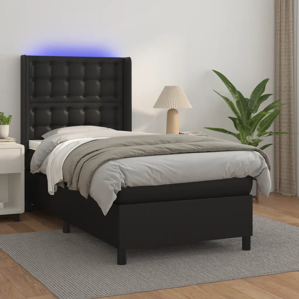 Giroletto a Molle con Materasso e LED-Struttura Letto Nero 80x200 cm Similpelle 871256