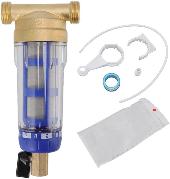 Filtro per acqua domestico - Filtro sedimentario - Filtro di prima acqua - Filtro a discesa - Filtro sedimentario - Protezione efficace - Bocchetta in rame ecologica - Filtro sedimentario