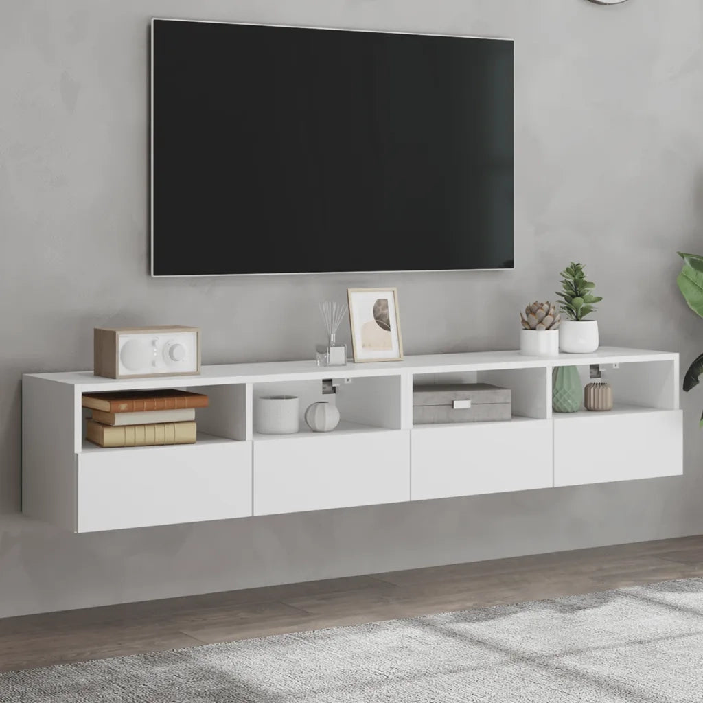 Mobili TV a Parete 2pz | Armadietto TV | Mobile Porta TV Bianchi 80x30x30 cm in Legno Multistrato